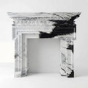 black white marble fireplace | Ornate carved frieze | Height 53.15 Inch | Panda White