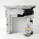 black white marble fireplace | Ornate carved frieze | Height 53.15 Inch | Panda White