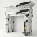 black white marble fireplace | Ornate carved frieze | Height 53.15 Inch | Panda White