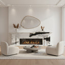 Panda white marble fireplace | modern stepped facade | Height: 21.6" | Panda White marble