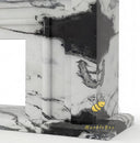 Panda white marble fireplace | modern stepped facade | Height: 21.6" | Panda White marble