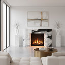 white marble surround fireplace | Fluted modern columns | 59 Inch Width | Panda White