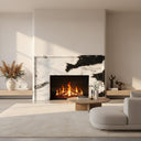 marble fireplace mantel | bold contrast veining | 59 Inch Width | Panda White
