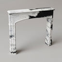 black marble fireplace surround | arched high-contrast stone | 59 Inch Width | Panda White