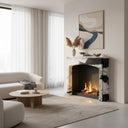 black marble fireplace surround | arched high-contrast stone | 59 Inch Width | Panda White