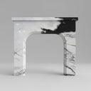 modern marble fireplace mantel | arched minimalist design | Width 59" | Panda White Marble