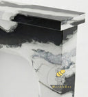 modern marble fireplace mantel | arched minimalist design | Width 59" | Panda White Marble