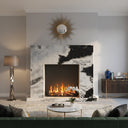 fluted modern marble fireplace surround | vertical reeded texture | 59" Width | Panda White