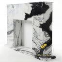 fluted modern marble fireplace surround | vertical reeded texture | 59" Width | Panda White