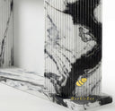 fluted modern marble fireplace surround | vertical reeded texture | 59" Width | Panda White