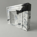 white marble fireplace mantel | modern stepped frame | 59" Width | Panda White