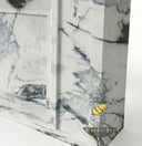 white marble fireplace mantel in Panda White - Image 6