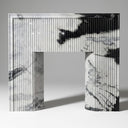 custom modern marble fireplace for sale in Panda White - Image 1