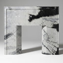 custom modern marble fireplace for sale | Fluted geometric design | Width 59 Inch | Panda White