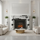 marble mantelpiece | Corinthian Column Carving | Width: 59 Inch | Panda White