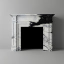 marble fireplace hearth in Panda White - Image 1