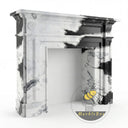 marble fireplace hearth in Panda White - Image 4