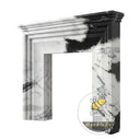 white marble fireplace surround | Bold linear stepping | 59 Inch Width | Panda White