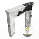 white marble fireplace surround | Bold linear stepping | 59 Inch Width | Panda White