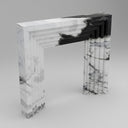 waterfall marble fireplace surround | stepped geometric modern | 59 Inch Width | Panda White