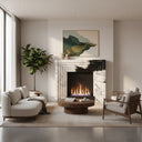 waterfall marble fireplace surround | stepped geometric modern | 59 Inch Width | Panda White