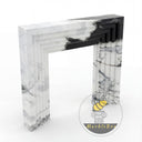 waterfall marble fireplace surround in Panda White - Image 4