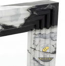 waterfall marble fireplace surround | stepped geometric modern | 59 Inch Width | Panda White