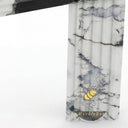 waterfall marble fireplace surround | stepped geometric modern | 59 Inch Width | Panda White