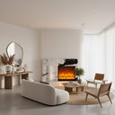 electric marble fireplace surround | Asymmetrical Modern Design | Width 63" | Panda White