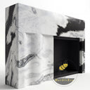 electric marble fireplace surround | Asymmetrical Modern Design | Width 63" | Panda White
