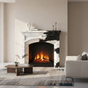 custom marble fireplace surround | Bold Arched Design | 61 Inch Width | Panda White