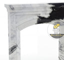 custom marble fireplace surround | Bold Arched Design | 61 Inch Width | Panda White