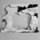 modern marble mantel | Abstract layered design | Width 59 Inches | Panda White