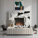modern marble mantel | Abstract layered design | Width 59 Inches | Panda White