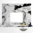 modern marble mantel | Abstract layered design | Width 59 Inches | Panda White