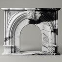black marble hearth | French arched design | Width: 59" | Panda White
