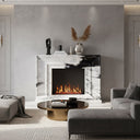 marble fireplace mantels for sale | Sleek stepped surround | 59 Inch Width | Panda White