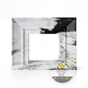 marble fireplace mantels for sale | Sleek stepped surround | 59 Inch Width | Panda White