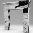 white marble surround fireplace | Bold Black Veining | 59" Width | Panda White