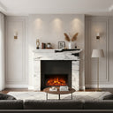 white marble surround fireplace | Bold Black Veining | 59" Width | Panda White