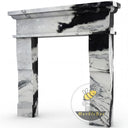 white marble surround fireplace | Bold Black Veining | 59" Width | Panda White