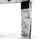 white marble surround fireplace | Bold Black Veining | 59" Width | Panda White