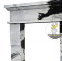 white marble surround fireplace | Bold Black Veining | 59" Width | Panda White
