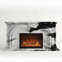 Electric marble fire surrounds for sale | Arched French Carving | 63 Inch Width | Panda White