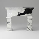 Black white marble fireplace | Curved Arch Design | Width: 59 Inch | Panda White