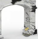 Black white marble fireplace | Curved Arch Design | Width: 59 Inch | Panda White