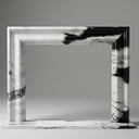 white marble surround fireplace | bold black veins | 59 Inch Width | Panda White