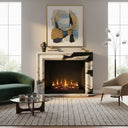 white marble surround fireplace | bold black veins | 59 Inch Width | Panda White