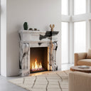 modern marble fireplace | bold black veining | 59 Inch Width | Panda White