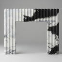 modern marble fire surround | Fluted high-contrast design | Width 59" | Panda White